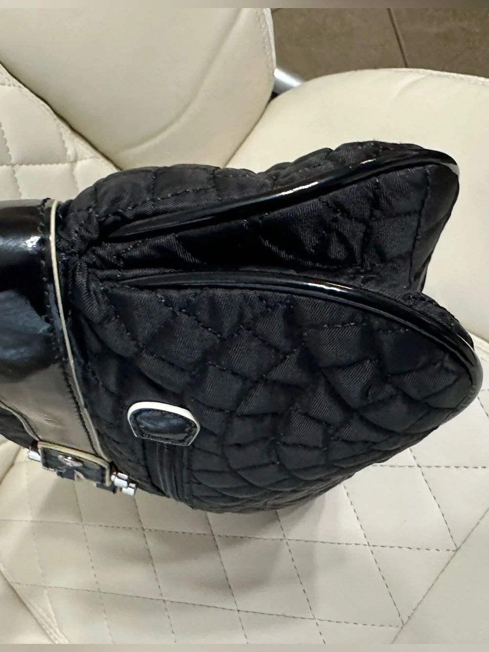 Vera Bradley Quilted Clutch Black Patent Leather trim Purse tote